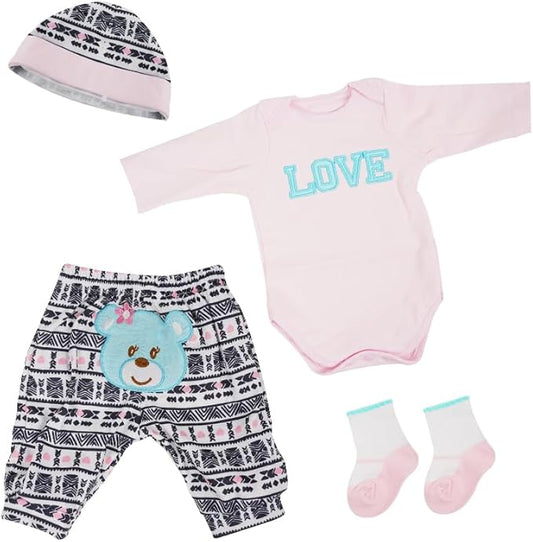 17-20 Inch Reborn Baby Dolls Clothes - Newborn Baby Doll Matching Outfit Accessories Gift Set