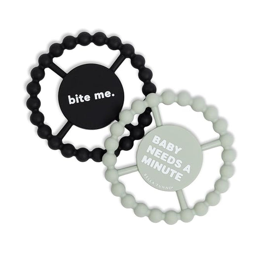 Bella Tunno Happy Teether 2pk ??Soft & Easy Grip Baby Teether Toy, Silicone Teether Ring to Help Soothe Gums