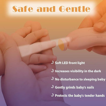Baby Nail Trimmer Electric Nail File Baby Nail Clippers, 20 in 1 Safe Nail Filer Grinder Kit for Newborn Infant Toddler Kids or Adults Toes Fingernails Care Trim Polish, Led Light and Grinding Heads