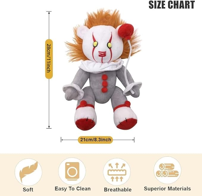 Verceco Cute Clown Doll Plush Toy 11 Inch Scary Clown