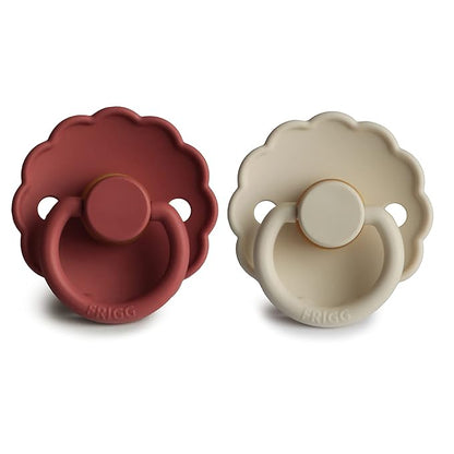 FRIGG Daisy Natural Rubber Baby Pacifier | Made in Denmark 6-18 Months) 2-Pack