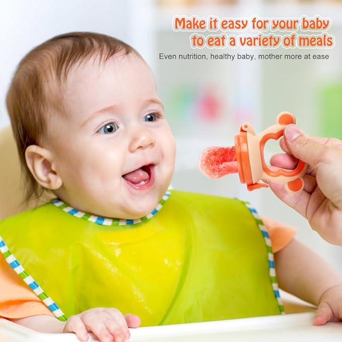 Baby Fresh Fruit Feeder Pacifier, 2 Pack HAOBAOBEI Baby Teether for Chewing 4 Silicone