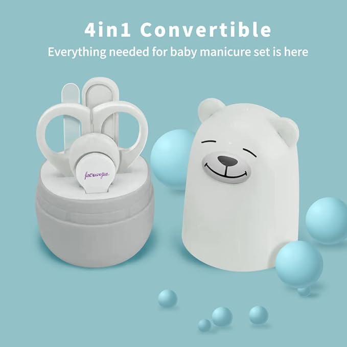 Baby Nail Clippers Set, Baby Nail Kit with Cute Case, Infant Manicure and Pedicure Health Grooming Care Can for Newborn, Kids and New Parents As Shower Gifts (Polar Bear)