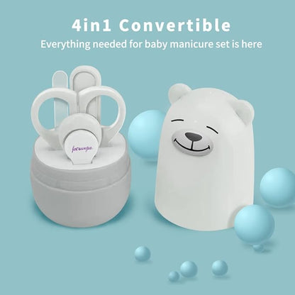 Baby Nail Clippers Set, Baby Nail Kit with Cute Case, Infant Manicure and Pedicure Health Grooming Care Can for Newborn, Kids and New Parents As Shower Gifts (Polar Bear)