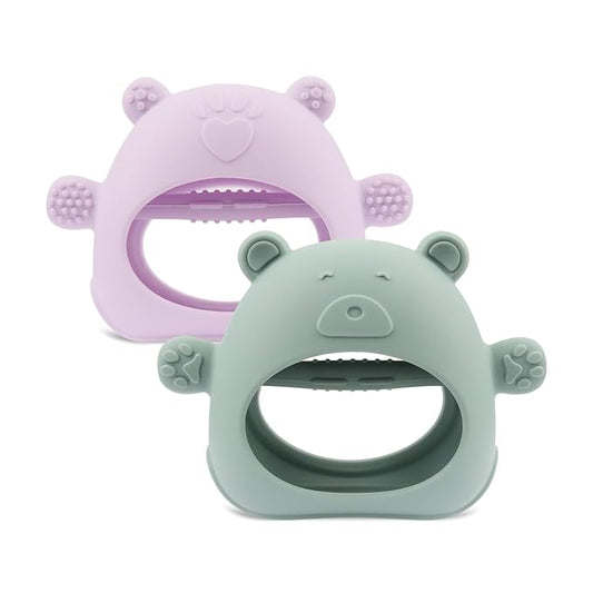 Baby Teether Toy, 2pk Food Grade Silicone Teething Toys for 3-12 Months
