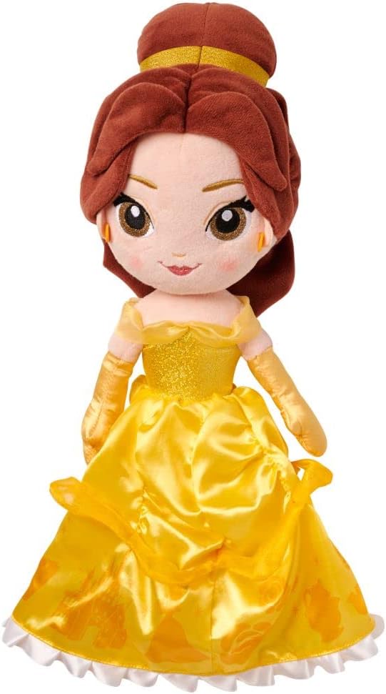Disney Store Official Princess Plush Doll (Belle from Beauty and The Beast) Medium 14 Inches, Princess Dolls with Embroidered Features