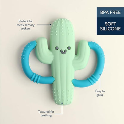 Itzy Ritzy Cactus-Shaped Baby Teether with Handles; Silicone Teether 3 Months