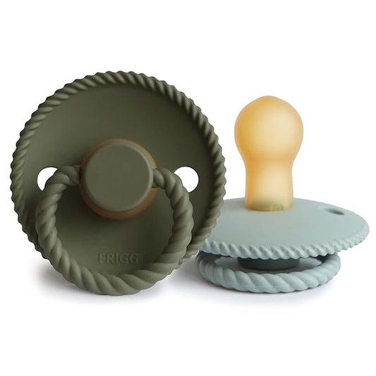 FRIGG Rope Natural Rubber Baby Pacifier | Made in Denmark 0-6 Months)