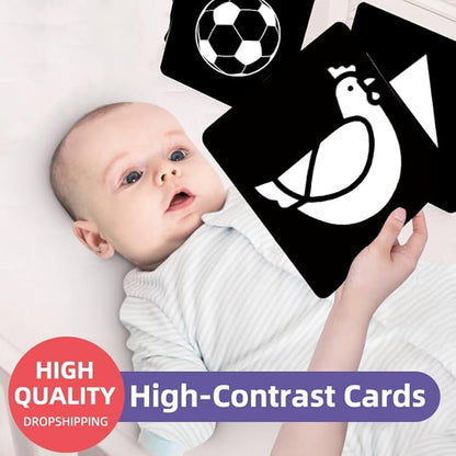 Baby Flash Cards Black and White Cards for 0-3 Months, High Contrast Baby Toys for Newborn