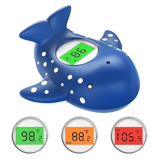 Baby Bath Thermometer, Instant Read Water Thermometer Safety with 3 Color Backlit and Temperature Warning