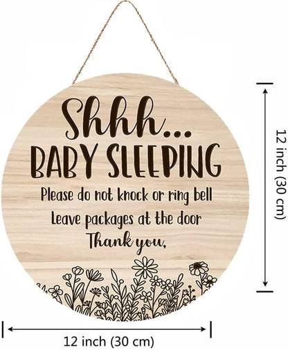 Shhh... Baby Sleeping Hanging Sign Plaque, Do Not Knock Or Ring The Bell 12In