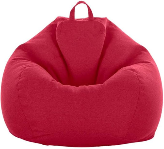 Stuffed Animal Storage Bean Bag Cover (No Filler) Extra Soft Beanbag Seat Chair Covers-Cotton Linen Memory Foam Beanbag Replacement Cover for Adults Children Without Filling