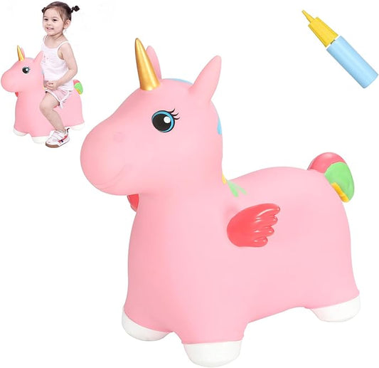 INPANY Unicorn Bouncy Horse Toys for 2 Year Old Girls, Toddler Inflatable Hopper/Bounce Horse/Hopping Horse 3 4,