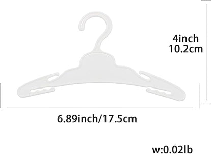 20 Pcs Doll Hangers for 18 inch Doll Clothes, White Doll Hangers, Sturdy Doll Hangers Accessories, Work Great with Rod Less Than 1/2 inch Diameter, Made of Safe ABS Plastic