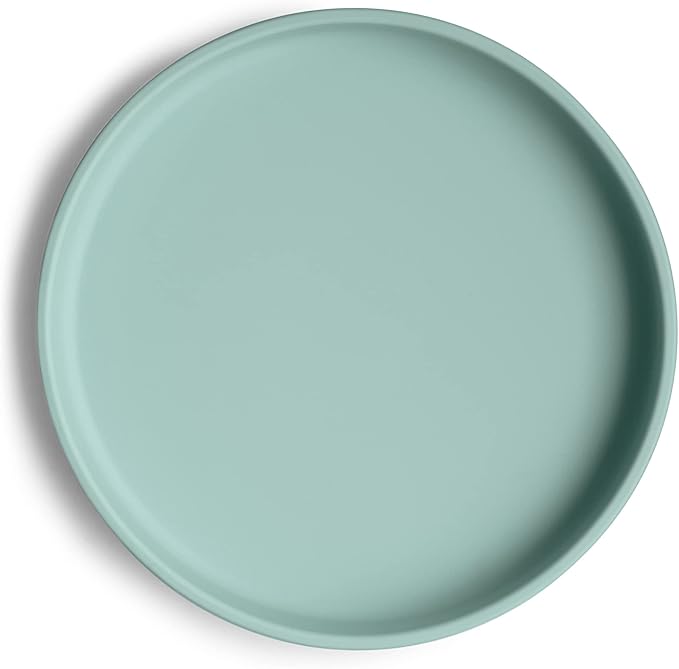 mushie Classic Silicone Suction Plate | BPA-Free Non-Slip Design (Cambridge Blue)