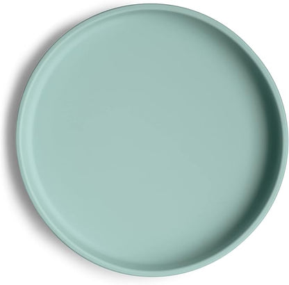 mushie Classic Silicone Suction Plate | BPA-Free Non-Slip Design (Cambridge Blue)