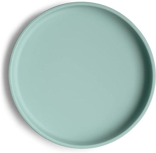 mushie Classic Silicone Suction Plate | BPA-Free Non-Slip Design (Cambridge Blue)