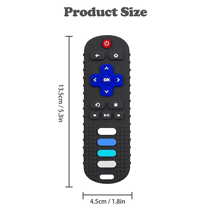 2-Pack Baby Teething Toys-TV Remote Control Shape Silicone Infants Teething 0-18 Months,BPA-Free (2packs-Black)