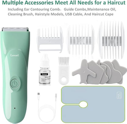 Baby Hair Clippers - Ultra Quiet Electric Hair Trimmer, Cordless Rechargeable Waterproof Haircut Kit for Kids Infants & Adult.
