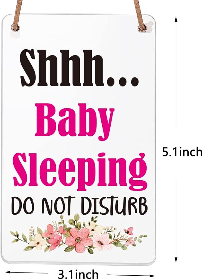 Shhh Baby Sleeping Do Not Disturb Sign, Baby Room Door Knob Hanger Sign WAP1