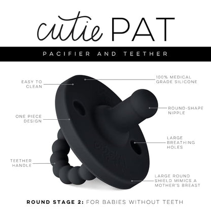 Ryan & Rose Cutie PAT Pacifier Teether (Stage 2, Black)