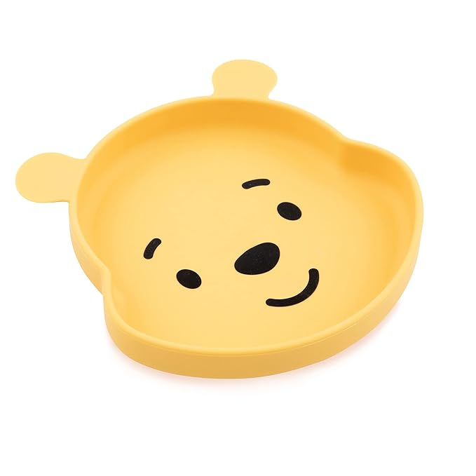 Bumkins Disney Toddler and Baby Suction Plate, Silicone Grip Dish, Baby Led Weaning, Kids Feeding Supplies, Non Skid Sticky Bottom, Platinum Silicone, for Children Ages 6 Months Up, Toy Story Alien