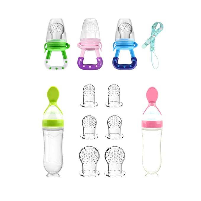 Food Feeder Baby Fruit Feeder Pacifier (3 Pcs) with 6 2 PCS 90ML with 2 Baby