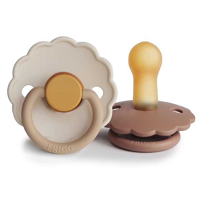 FRIGG Daisy Natural Rubber Baby Pacifier | Made in Denmark 6-18 Months) 2-Pack