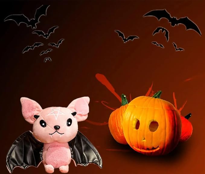 NatureMan Bat Plush Stuffed Animal Toys,Halloween Black Bat Decor Soft Hugging Plush Doll Toy Gifts (Pink,11.8inch)