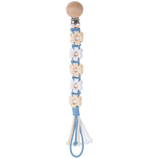 Pacifier Clip for Boys Girls Floral Daisy Macrame Baby Paci (1pack:Light Yellow