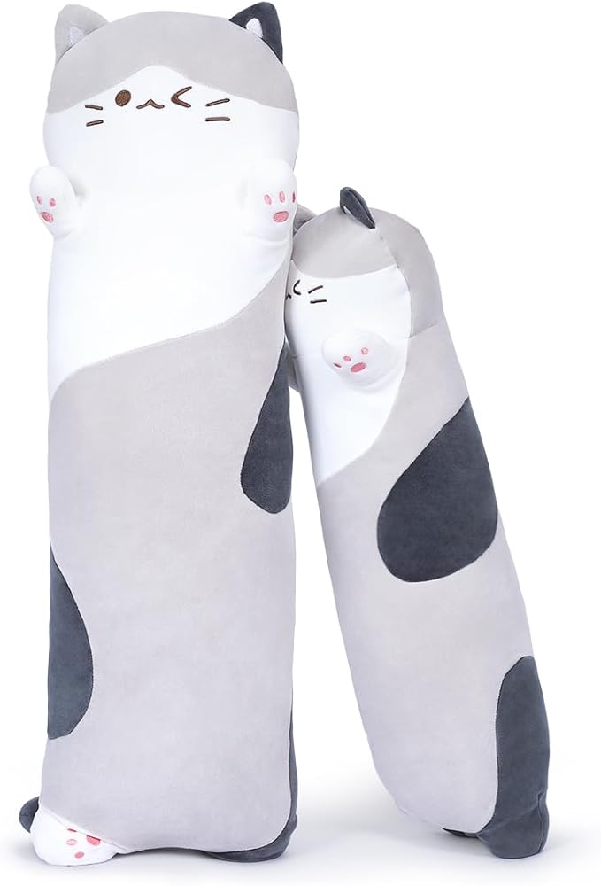 Long Plush Toy Cat Pillow Cute Plush Cat Toy Doll Girls(Gray,70cm/27.6in)