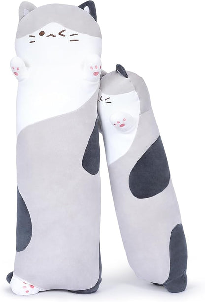 Long Plush Toy Cat Pillow Cute Plush Cat Toy Doll Girls(Gray,70cm/27.6in)