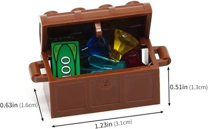 Feleph Treasure Accessories Money Building Blocks Set Jewel Chest, Gems Diamonds, Bullion Gold Tile Silver Bar, Power Crystals, Coins, Goblet, 100 Dollar Bill Cash Toy Brick