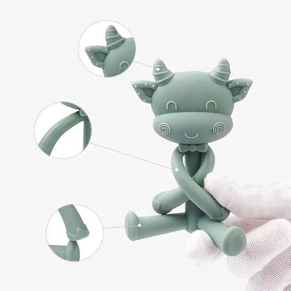 DarDaf Teether Cow (Blush) Baby Teething Toys, Silicone Baby Teether Baby Chew Toys Freezer Safe BPA Free 1.0 Count