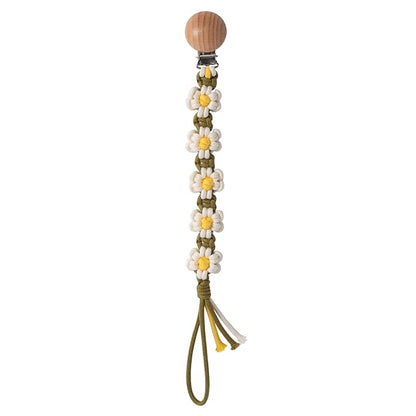 Braided Pacifier Clip for Boys Baby Girls Floral Daisy Macrame