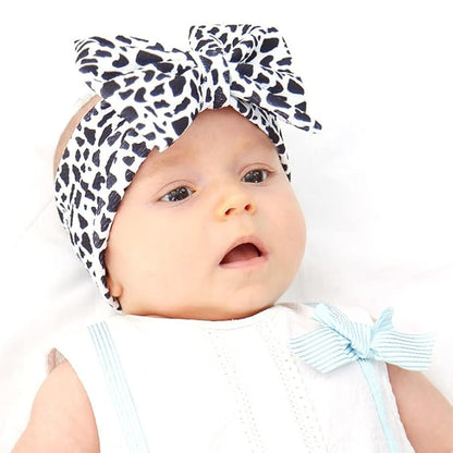 Baby Girl Bow Headband and Hair Clip Set With Cow