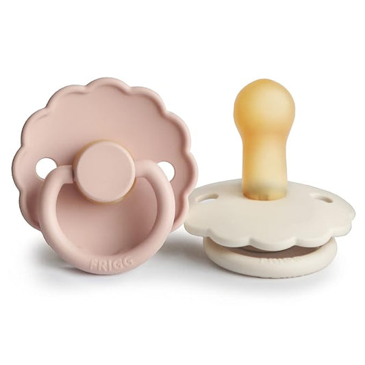 FRIGG Daisy Natural Rubber Baby Pacifier | Made in Denmark 6-18 Months) 2-Pack