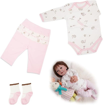 17-20 Inch Reborn Baby Dolls Clothes - Newborn Baby Doll Matching Outfit Accessories Gift Set