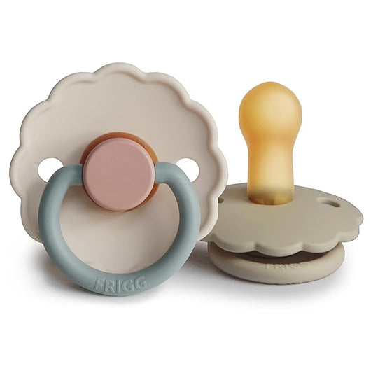 FRIGG Daisy Natural Rubber Baby Pacifier | Made in Denmark 6-18 Months) 2-Pack
