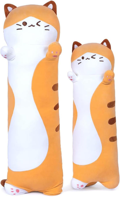Long Plush Toy Cat Pillow Cute Plush Cat Toy Doll Girls(Orange,90cm/35.4in)