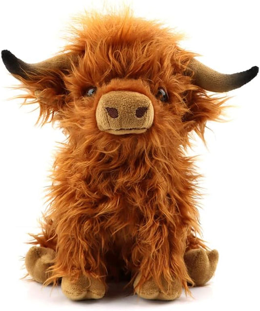 Highland Cow Stuffed Animals Plush Toy Fluffy Bull Animal Doll 10 inch