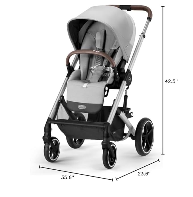 Cybex Balios S Lux Stroller FrontFacing or ParentFacing Seat Positions OneHand Fold Multiposition Recline Adjustable Leatherette Handlebar Infant, Lava Grey