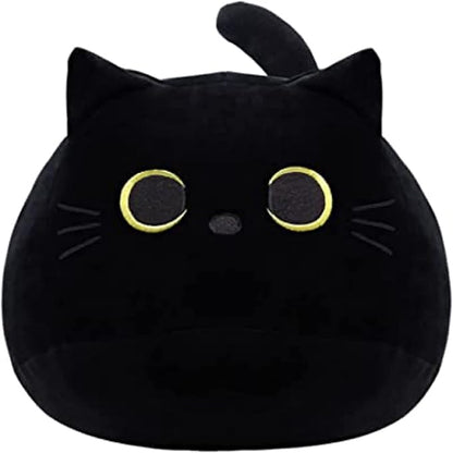Black Cat Plush Toy 16'' Black Cat Pillow, Soft Plush Doll Black Cat Stuffed Animal 3D Black