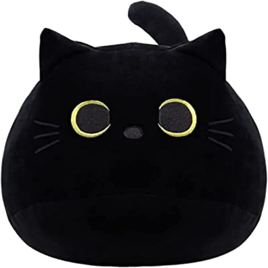 Black Cat Plush Toy 16'' Black Cat Pillow, Soft Plush Doll Black Cat Stuffed Animal 3D Black