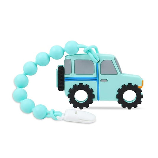 Baby Teething Toys,Food Grade Silicone Teether with One-Piece Pacifier Clip Holder 3 Months+