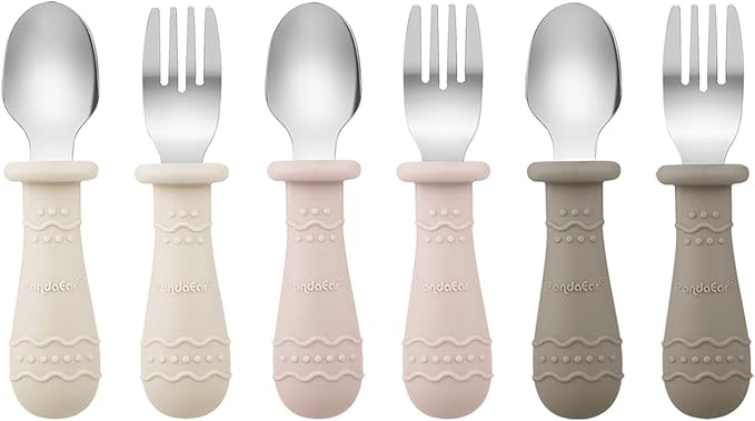 PandaEar 9 PCS Toddler Plates and Utensils Set, 3 Pack Suction Plates for Toddler with 3 Spoons 3 Forks, Silicone Baby Feeding Set, Toddler Dinnerware Eating Essentials