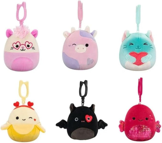 Squishmallows 2025 Valentine Squad 3.5" Mini Plush Doll Clip Keychain (Set of 6)