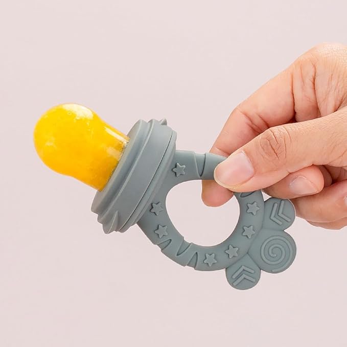 2 Pack Baby Fruit Food Feeder Pacifier Fresh Fruit Feeder 2 Sizes (2Pack_Bluish Gray