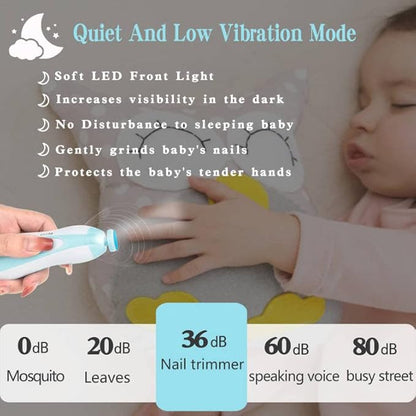 Baby Nail Trimmer Electric, Safe Baby Nail File with Light and 6 Grinding Pads for Newborn Toddler Toes and Fingernails,Baby Nail Trimmer Infant Nail File Electric (Blue)