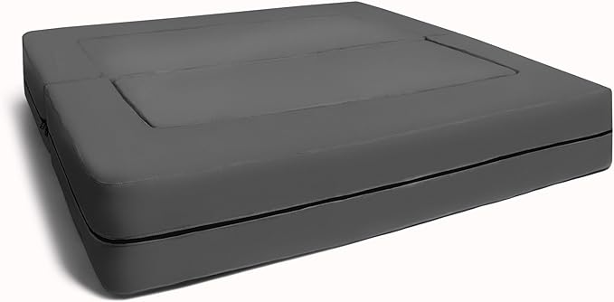 Jaxx Zipline Kids Sofa & Large Ottoman 3 in 1 Fold Out Sofa, Big Kids Edition Charcoal